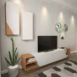 Moderni TV-taso Valkoinen Tiikki 240x47x37,5 cm - 100% Melamiinipinnoitettu - Useita Hyllyjä - Kiinnitettävä Seinä - TV-tasot - 8681181980217 - 7
