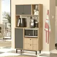Monikäyttöinen Kaappi - Huonekalut - Tammi Antrasiitti - 100% Melamiinipinnoitettu - 88x161,2x35,5 cm - Metallijalat - Kaapit ja lipastot - 8684283262397 - 3