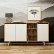 Monikäyttöinen Konsoli, Tammi Valkoinen, 100% Melamiinipinnoitettu, 140x86x40 cm, Useita Hyllyjä, Kiinnitettävä Seinäkiinnitys - Lipastot ja senkit - 8681875207477 - 3