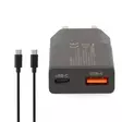 Seinälaturi | 30 W | GaN | PD3.0 | 1.5 / 2.0 / 2.5 / 3.0 A | Lähtöliitäntöjen määrä: 2 | USB-A / USB-C | USB Type-C (irrallinen) Kaapeli | 1.50 m | Automaattinen Jännitteen Valinta | Musta - Verkkolaturit - 5412810470297 - 10