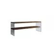 TV-taso, 100% mäntyä, paksuus 8 mm, karkaistu lasikehys, leveys 120 cm, korkeus 45 cm, syvyys 35 cm, pähkinäpuu - TV-tasot - 8681875708127 - 6