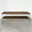TV-taso, 100% mäntyä, paksuus 8 mm, karkaistu lasikehys, leveys 120 cm, korkeus 45 cm, syvyys 35 cm, pähkinäpuu - TV-tasot - 8681875708127 - 5