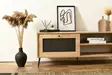 TV-taso, 180x55x41 cm, Tammi, 100% pinnoitettu lastulevy, lankajalat, lankakansi, 2 pakettia, helppo koota - TV-tasot - 8684282533207 - 3