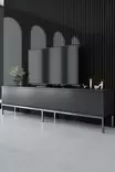 TV-taso, Anthracite Silver, 100% Melamiinipinnoitettu, 18mm, Metallijalat, 180x47x30cm, Kestävä ja Tyylikäs - TV-tasot - 8684282483977 - 2
