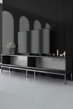 TV-taso, Anthracite Silver, 100% Melamiinipinnoitettu, 18mm, Metallijalat, 180x47x30cm, Kestävä ja Tyylikäs - TV-tasot - 8684282483977 - 3