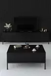 TV-taso, musta, 180cm leveä, kestävä, elegantti - TV-tasot - 8684282484257 - 5