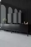 TV-taso, musta, 180cm leveä, kestävä, elegantti - TV-tasot - 8684282484257 - 2