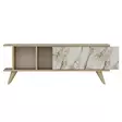 TV-taso Sapphire Oak Marble - 100% Melamiinipinnoitettu, 18mm, PVC-jalat, 120x30x45cm, Tyylikäs ja Kestävä - TV-tasot - 8683742102267 - 5