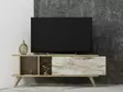 TV-taso Sapphire Oak Marble - 100% Melamiinipinnoitettu, 18mm, PVC-jalat, 120x30x45cm, Tyylikäs ja Kestävä - TV-tasot - 8683742102267 - 2