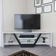 TV-taso, valkoinen/musta, 100% melamiinipinnoitettu, 120x35x36,8 cm, kestävä ja tyylikäs säilytysratkaisu - TV-tasot - 8683743121717 - 2