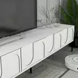 TV-taso, valkoinen/musta, 100% melamiinipinnoitettu lastulevy, 180x42x35 cm, useita hyllyjä, seinäkiinnitys - TV-tasot - 8684282640547 - 5