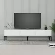 TV-taso, valkoinen/musta, 100% melamiinipinnoitettu lastulevy, 180x42x35 cm, useita hyllyjä, seinäkiinnitys - TV-tasot - 8684282640547 - 2