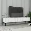TV-taso, valkoinen/musta, 100% melamiinipinnoitettu lastulevy, 180x42x35 cm, useita hyllyjä, seinäkiinnitys - TV-tasot - 8684282640547 - 4