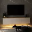 TV-taso, valkoinen tammi, 160 cm leveä, kestävä, tilava - TV-tasot - 8683743316137 - 8