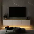TV-taso, valkoinen tammi, 160 cm leveä, kestävä, tilava - TV-tasot - 8683743316137 - 3