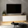 TV-taso, valkoinen tammi, 160 cm leveä, kestävä, tilava - TV-tasot - 8683743316137 - 4