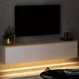 TV-taso, valkoinen tammi, 160 cm leveä, kestävä, tilava - TV-tasot - 8683743316137 - 9