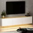 TV-taso, valkoinen tammi, 160 cm leveä, kestävä, tilava - TV-tasot - 8683743316137 - 5
