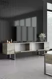 Tyylikäs Olohuoneen Kalustesetti - Travertine Silver - 100% Melamiinipinnoitettu - TV-taso, Pöytä, Lipasto - Huonekalut - 8684282970477 - 4