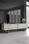 Tyylikäs Olohuoneen Kalustesetti - Travertine Silver - 100% Melamiinipinnoitettu - TV-taso, Pöytä, Lipasto - Huonekalut - 8684282970477 - 3