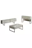 Tyylikäs Olohuoneen Kalustesetti - Travertine Silver - 100% Melamiinipinnoitettu - TV-taso, Pöytä, Lipasto - Huonekalut - 8684282970477 - 1