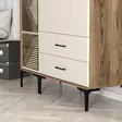 Vaatekaappi, Pähkinä-Kerma, 100% Melamiinipinnoitettu Lastulevy, 18mm, 120x47,5x201,4cm, 4 Pakettia, Helppo Koota - Vaatekaapit - 8684282089247 - 7