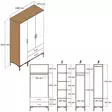 Vaatekaappi, Pähkinä-Kerma, 100% Melamiinipinnoitettu Lastulevy, 18mm, 120x47,5x201,4cm, 4 Pakettia, Helppo Koota - Vaatekaapit - 8684282089247 - 8