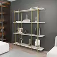 Valkoinen ja Kultainen Kirjahylly - 100% Melamiinipinnoitettu Lastulevy, 18 mm, 160x180x29,6 cm, Yksi Paketti - Kirjahyllyt - 8683743959327 - 3