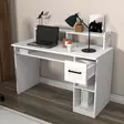 Valkoinen Opiskelupöytä 100% Melamiinipinnoitettu Hiukkaslevy 18mm 99,3x55x120cm Näppäimistöteline Laatikoilla ja Hyllyillä - Työpöydät - 8682870728417 - 4