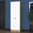 Valkoinen Pähkinä Hall Stand - Tyylikäs ja Kestävä Säilytysratkaisu 59,8x182,8x37,5 cm - Kiinnitettävä Seinäasennus - Eteiskaapit - 8683743764617 - 2
