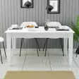 Valkoinen Ruokapöytä - 100% Melamiinipinnoitettu Lastulevy, 18mm, Suntalam Jalat, Säilytystila 42,9cm, 145x75x88cm - Ruokapöydät - 8683743327317 - 3