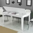 Valkoinen Ruokapöytä - 100% Melamiinipinnoitettu Lastulevy, 18mm, Suntalam Jalat, Säilytystila 42,9cm, 145x75x88cm - Ruokapöydät - 8683743327317 - 4
