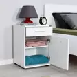 Valkoinen Yöpöytä - 100% Melamiinipinnoitettu Lastulevy, 40x57x39 cm, Laatikko 40x12x39 cm, Kiinnitettävä Seinäasennus - Yöpöydät - 8682870657717 - 3