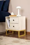 Yöpöytä, travertiini kulta, 45,2 cm x 50 cm x 29,5 cm, kestävä, tyylikäs, moderni - Yöpöydät - 8684283112227 - 2
