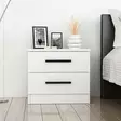 Yöpöytä Valkoinen 100% Melamiinipinnoitettu Lastulevy 18mm 50x40x47cm Useita Hyllyjä Kestävä ja Tyylikäs - Yöpöydät - 8683742567417 - 3