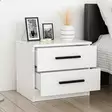Yöpöytä Valkoinen 100% Melamiinipinnoitettu Lastulevy 18mm 50x40x47cm Useita Hyllyjä Kestävä ja Tyylikäs - Yöpöydät - 8683742567417 - 5