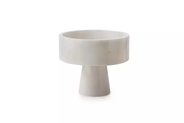 100% Thassos Marmori Jalkakulho, Valkoinen, 20 cm Halkaisija, 17 cm Korkeus - Tyylikäs Keittiö- ja Sisustuselementti - Tarjoiluastiat - 8684283056217 - 1