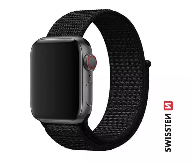 Apple Watch ranneke | Musta | 38-41 mm | Nylon | Swissten - Älykellot ja aktiivisuusmittarit - 8595217485167 - 1