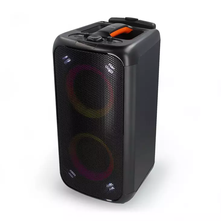 Bluetooth® Party Speaker | Akun 1 käyttöaika vakiokäyttö: 300 min | 240 W | Kahva | Juhlavalot | Taajuuskorjain | Musta / Oranssi - Bluetooth kaiuttimet - 5412810450657 - 1