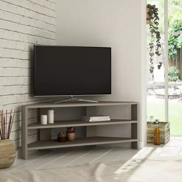 TV-taso, Valmistettu 100% Melamiinipinnoitetusta Lastulevystä, Väri: Vaalea Mocha, Leveys: 114 cm, Korkeus: 45 cm, Syvyys: 36 cm - TV-tasot - 8681875104127 - 1