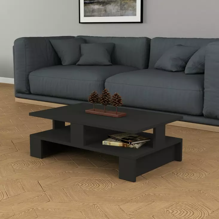 Sohvapöytä - Anthracite, 100% Melamiinipinnoitettu Lastulevy, 18mm, 80x27,5x50cm, Skandinaavinen Muotoilu, 1 Paketti - Sohvapöydät - 8681875277777 - 1