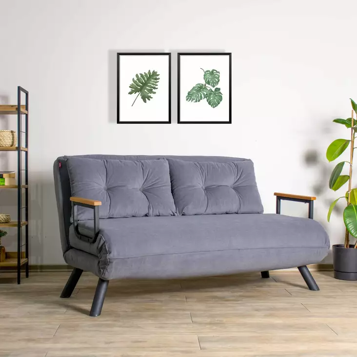 2-istuttava vuodesohva, harmaa, 175 cm x 133 cm, kestävä, mukava, monikäyttöinen - - 19-19-8683342327107 - 1