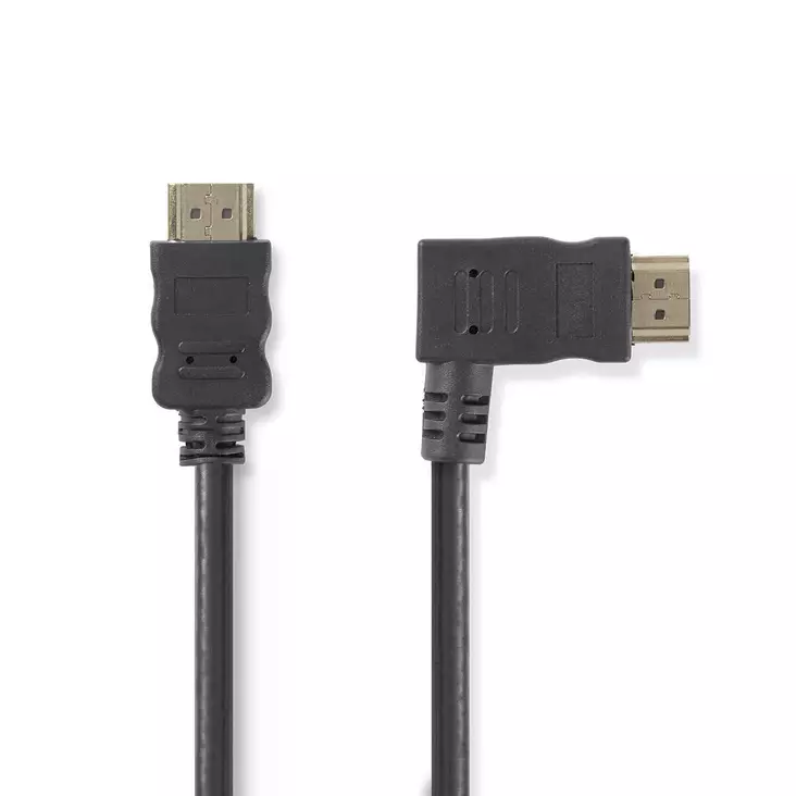 High Speed HDMI Kaapeli Ethernet | Oikea Hooked HDMI -liitin | HDMI liitin | 4K@30Hz | 10.2 Gbps | 1.50 m | Pyöreä | PVC | Musta | Kirjekuori - HDMI-kaapelit - 5412810264667 - 1