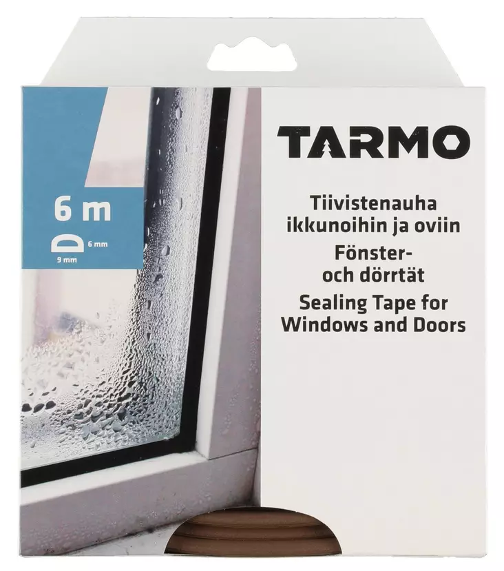 Ikkunatiiviste D-profiili 9 x 5,5 mm - Ikkuna- ja ovitiivisteet - 6410413239227 - 1