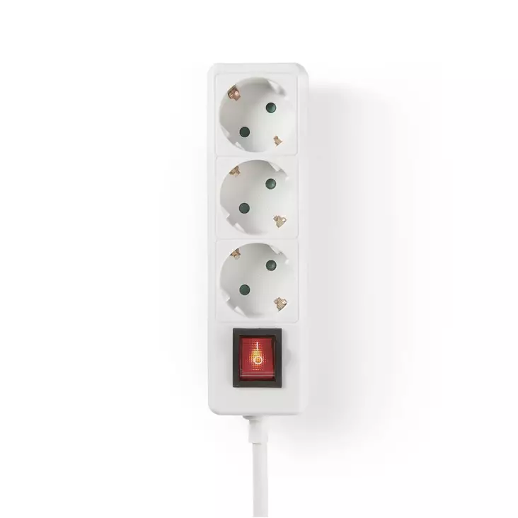 Jatkojohto | Maadoitettu virtaliitin / Tyyppi F (CEE 7/7) | 3-suuntainen | 1.50 m | 3680 W | 16 A | Maadoituksen tyyppi: Sivukontaktit | 230 V AC 50/60 Hz | Pistokannan kulma: 45 ° | H05VV-F 3G1.5mm² | On/off-kytkin | Valkoinen - Jatkojohdot - 5412810290697 - 1