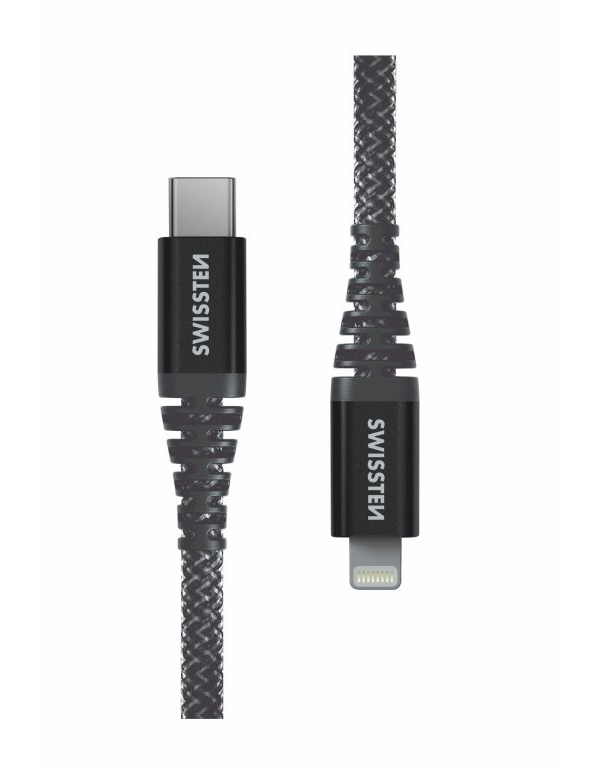 Latauskaapeli Kevlar USB-C/Lightning 1,5m Swissten - Lightning-kaapelit - 8595217481527 - 1
