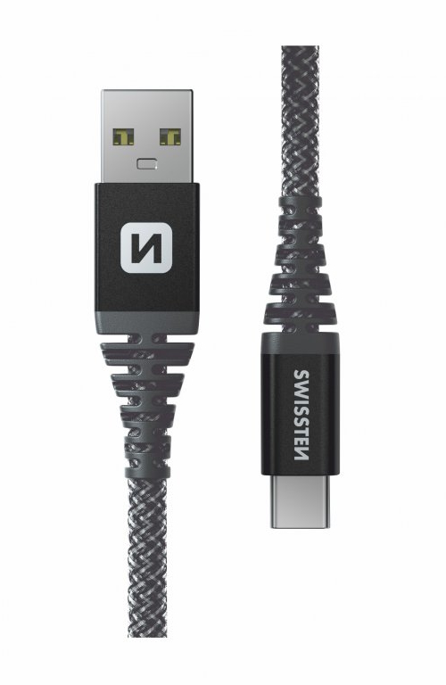 Latauskaapeli Kevlar USB/USB-C 1,5m Swissten - USB-C -kaapelit - 8595217481497 - 1