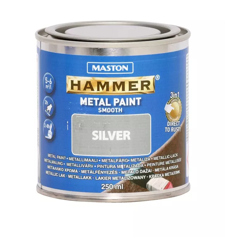 Maali hammer sile=C3=A4 hopea 250ml - Metalli- ja kalustemaalit - 6412498860037 - 1