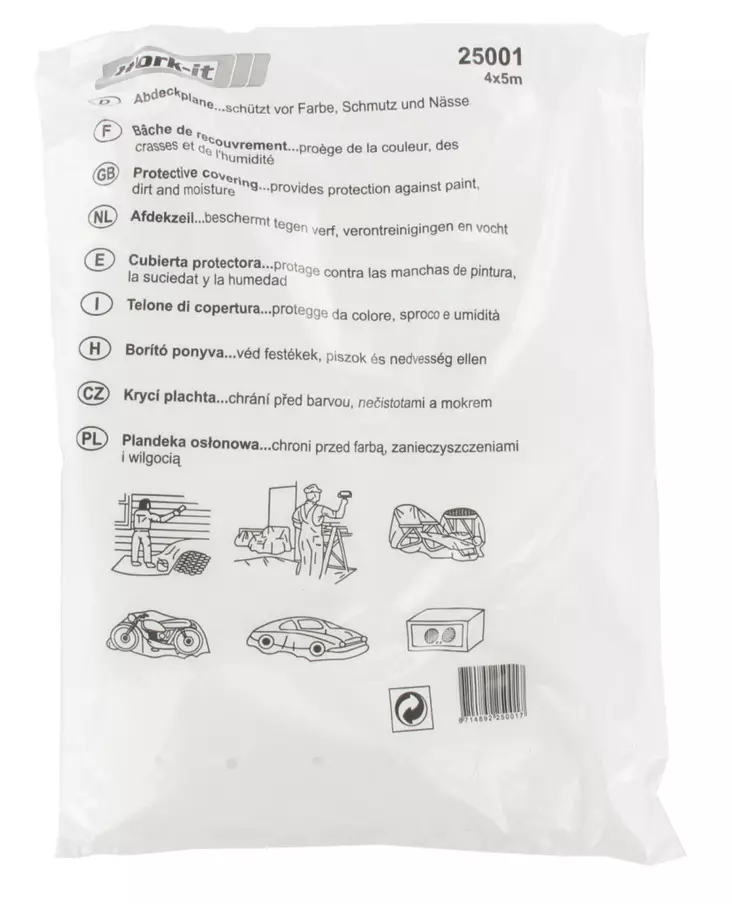 Muovipeite 4 x 5 m - Maalaus- ja remonttisuojat - 8714892250017 - 1