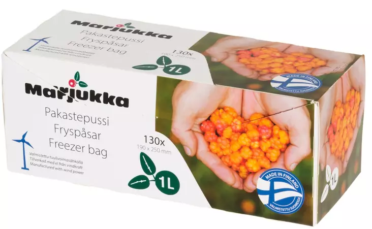 Pakastepussi Marjukka 1 l 130 kpl - Ruoan pakastus ja säilöntä - 6410413200777 - 1